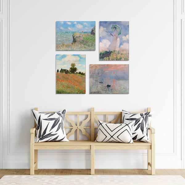 Quadri Stampa su Tela con Telaio in Legno 4 pezzi Claude Monet