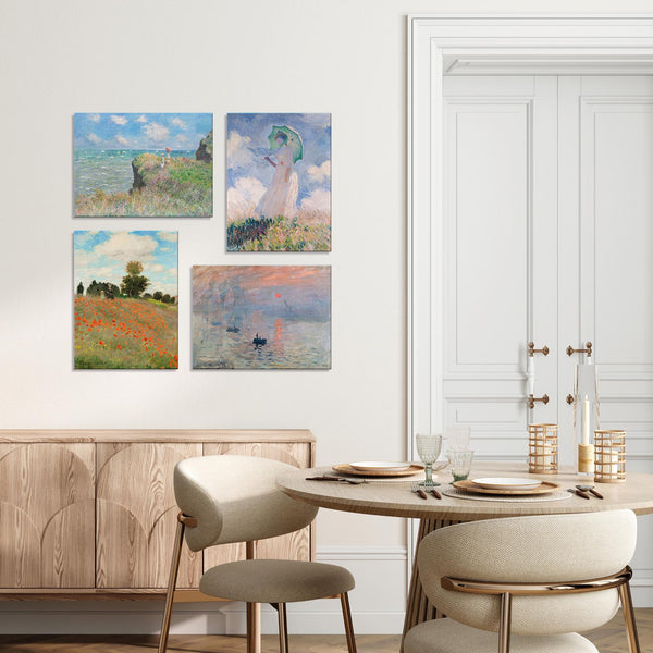 Quadri Stampa su Tela con Telaio in Legno 4 pezzi Claude Monet