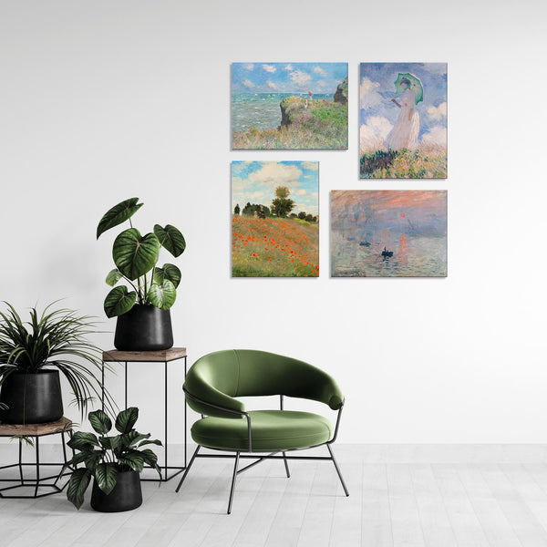 Quadri Stampa su Tela con Telaio in Legno 4 pezzi Claude Monet