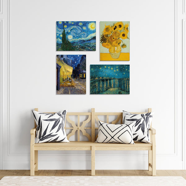 Quadri Stampa su Tela con Telaio in Legno 4 pezzi Vincent Van Gogh