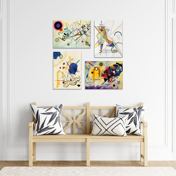 Quadri Stampa su Tela con Telaio in Legno 4 pezzi Wassily Kandinsky
