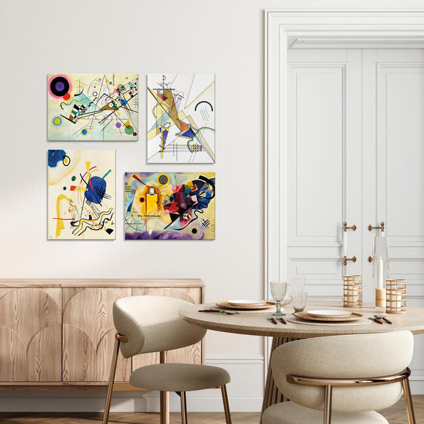 Quadri Stampa su Tela con Telaio in Legno 4 pezzi Wassily Kandinsky