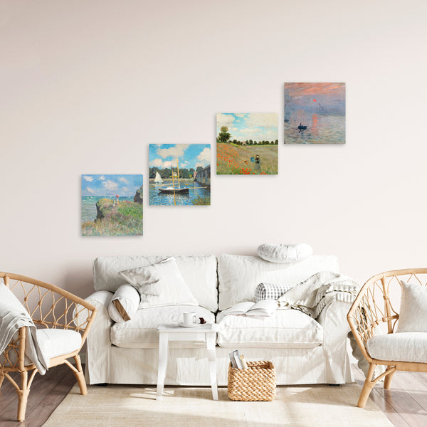 Quadri Stampa su Tela con Telaio in Legno 4 pezzi Claude Monet