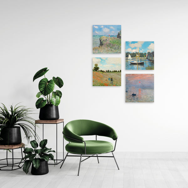 Quadri Stampa su Tela con Telaio in Legno 4 pezzi Claude Monet