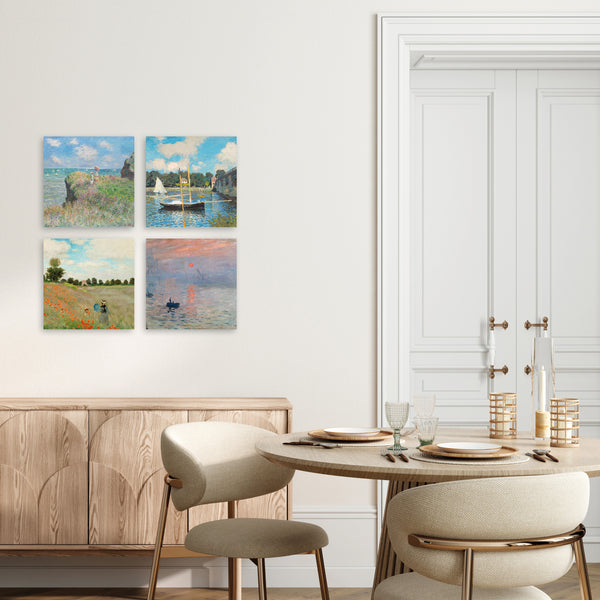 Quadri Stampa su Tela con Telaio in Legno 4 pezzi Claude Monet