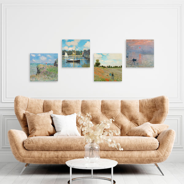 Quadri Stampa su Tela con Telaio in Legno 4 pezzi Claude Monet