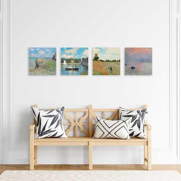Quadri Stampa su Tela con Telaio in Legno 4 pezzi Claude Monet