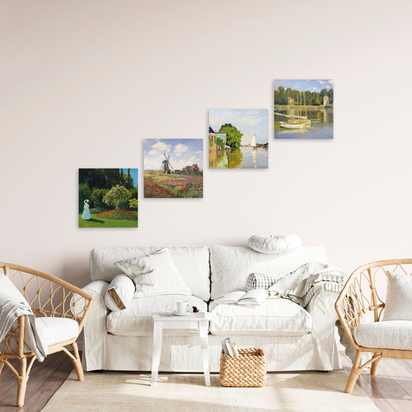 Quadri Stampa su Tela con Telaio in Legno 4 pezzi Claude Monet
