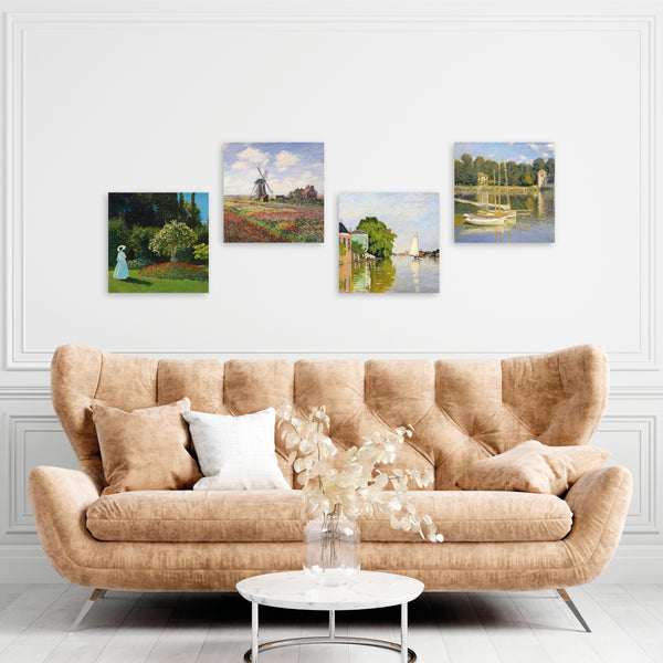 Quadri Stampa su Tela con Telaio in Legno 4 pezzi Claude Monet