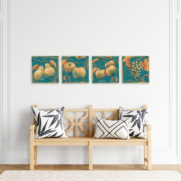 Quadri Stampa su Tela con Telaio in Legno 4 pezzi Frutta in stile minimal