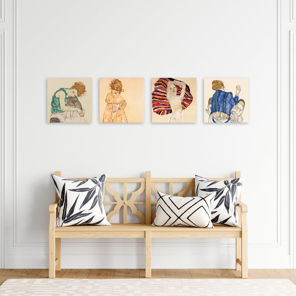Quadri Stampa su Tela con Telaio in Legno 4 pezzi Egon Schiele