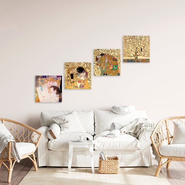 Quadri Stampa su Tela con Telaio in Legno 4 pezzi Gustav Klimt