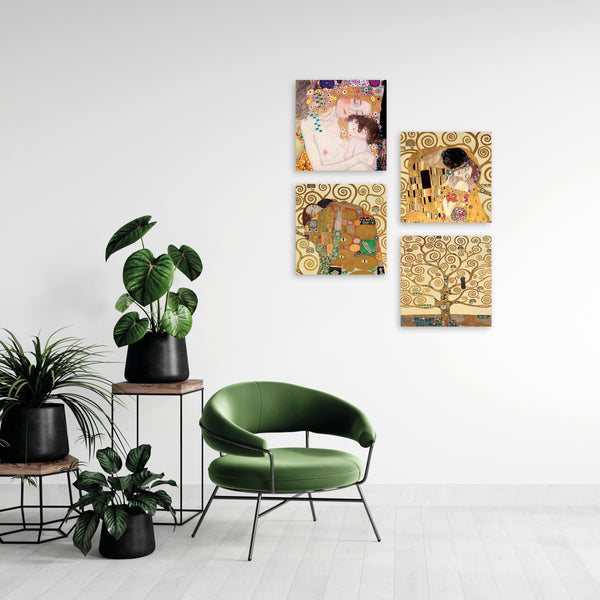 Quadri Stampa su Tela con Telaio in Legno 4 pezzi Gustav Klimt