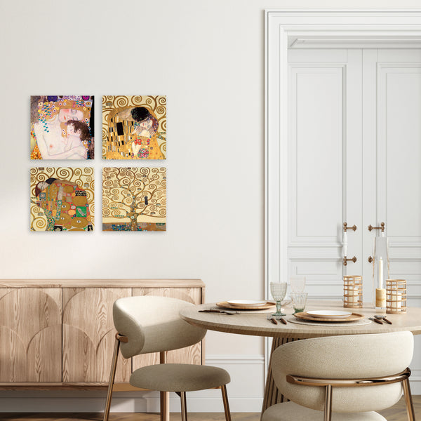 Quadri Stampa su Tela con Telaio in Legno 4 pezzi Gustav Klimt