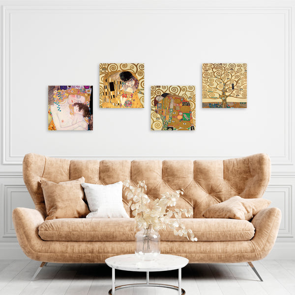 Quadri Stampa su Tela con Telaio in Legno 4 pezzi Gustav Klimt