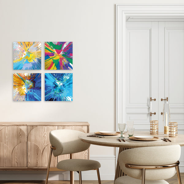 Quadri Stampa su Tela con Telaio in Legno 4 pezzi Astratto colorato