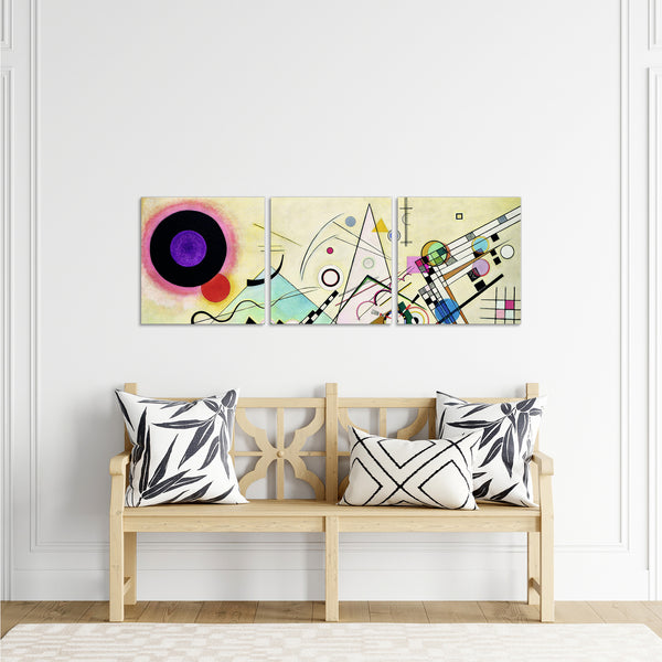 Quadri Stampa su Tela con Telaio in Legno 3 pezzi Wassily Kandinsky