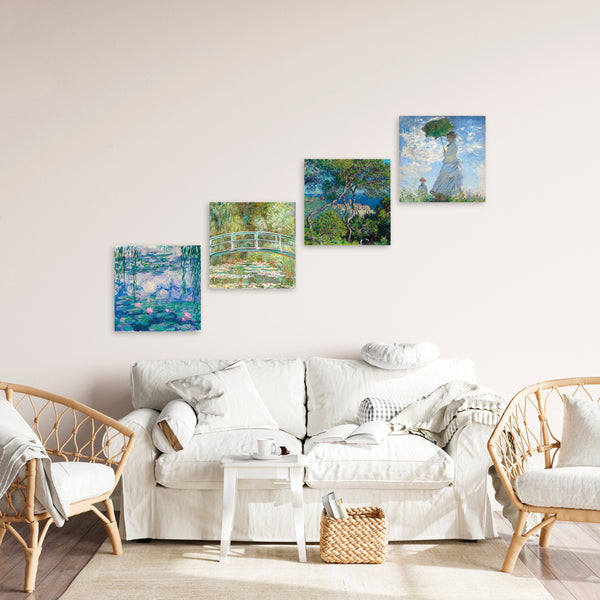 Quadri Stampa su Tela con Telaio in Legno 4 pezzi Claude Monet