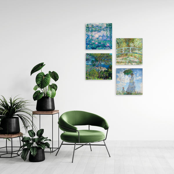 Quadri Stampa su Tela con Telaio in Legno 4 pezzi Claude Monet