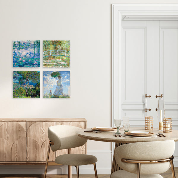 Quadri Stampa su Tela con Telaio in Legno 4 pezzi Claude Monet