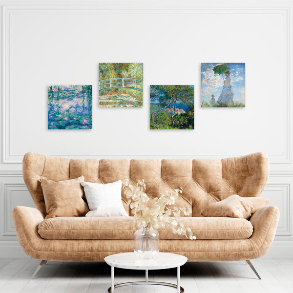 Quadri Stampa su Tela con Telaio in Legno 4 pezzi Claude Monet