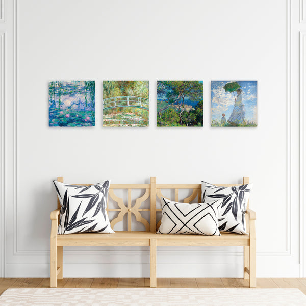 Quadri Stampa su Tela con Telaio in Legno 4 pezzi Claude Monet