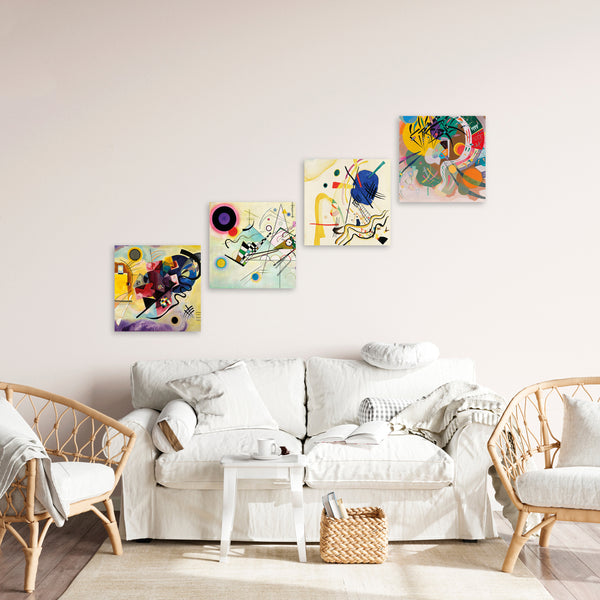 Quadri Stampa su Tela con Telaio in Legno 4 pezzi Wassily Kandinsky