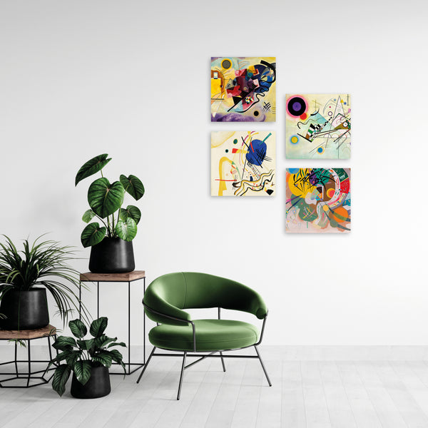 Quadri Stampa su Tela con Telaio in Legno 4 pezzi Wassily Kandinsky