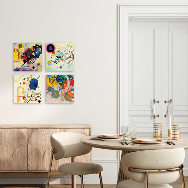 Quadri Stampa su Tela con Telaio in Legno 4 pezzi Wassily Kandinsky