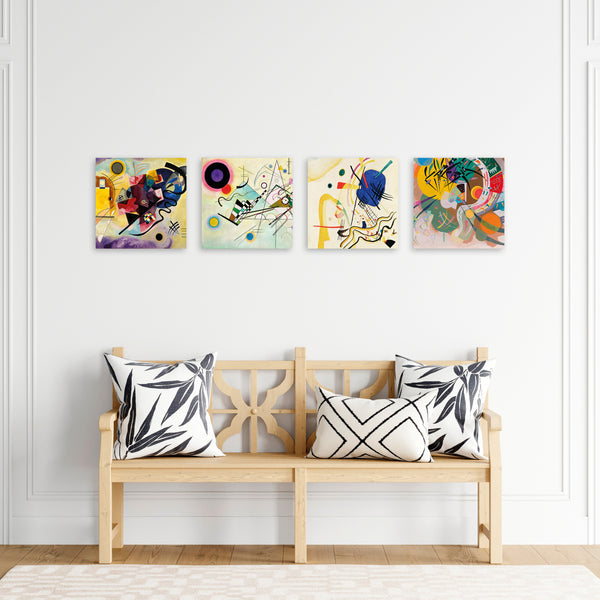 Quadri Stampa su Tela con Telaio in Legno 4 pezzi Wassily Kandinsky