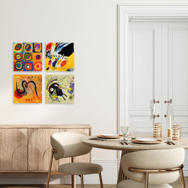 Quadri Stampa su Tela con Telaio in Legno 4 pezzi Wassily Kandinsky