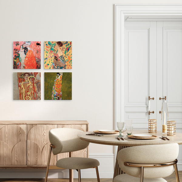 Quadri Stampa su Tela con Telaio in Legno 4 pezzi Gustav Klimt