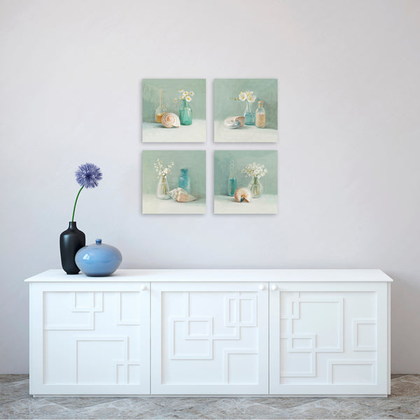 Quadri Stampa su Tela con Telaio in Legno 4 pezzi Fiori