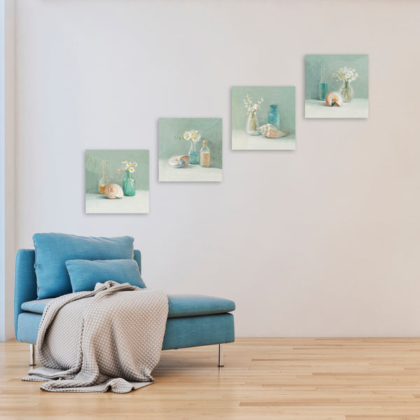 Quadri Stampa su Tela con Telaio in Legno 4 pezzi Fiori
