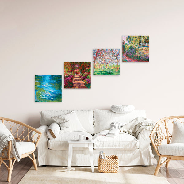 Quadri Stampa su Tela con Telaio in Legno 4 pezzi Claude Monet