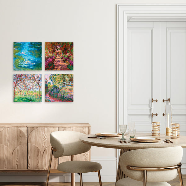 Quadri Stampa su Tela con Telaio in Legno 4 pezzi Claude Monet