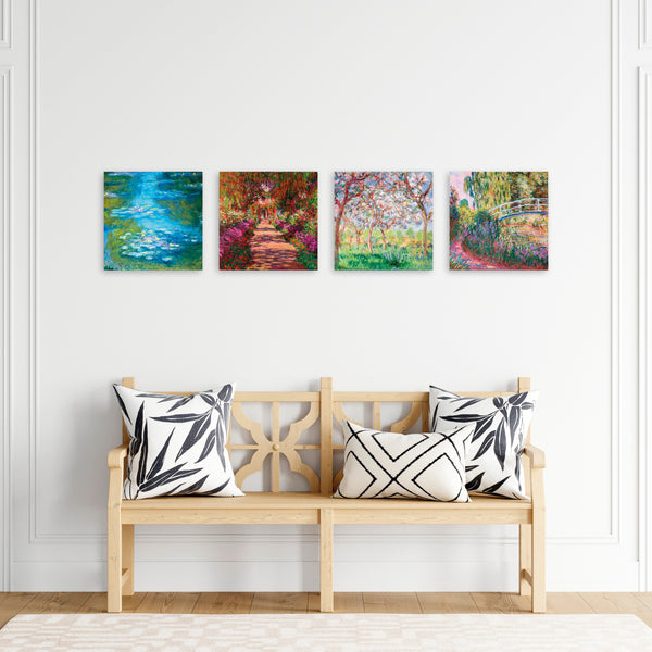 Quadri Stampa su Tela con Telaio in Legno 4 pezzi Claude Monet