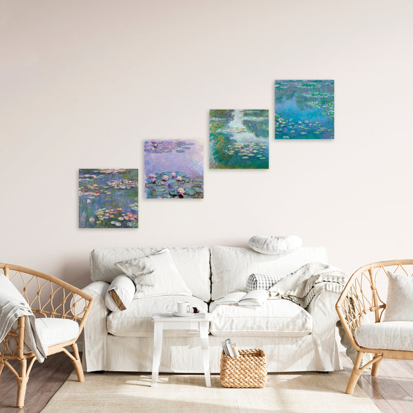 Quadri Stampa su Tela con Telaio in Legno 4 pezzi Claude Monet