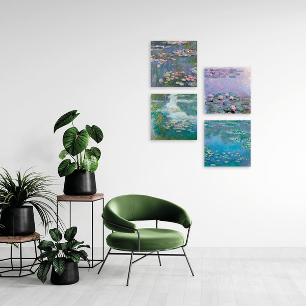 Quadri Stampa su Tela con Telaio in Legno 4 pezzi Claude Monet