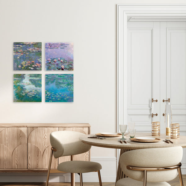 Quadri Stampa su Tela con Telaio in Legno 4 pezzi Claude Monet