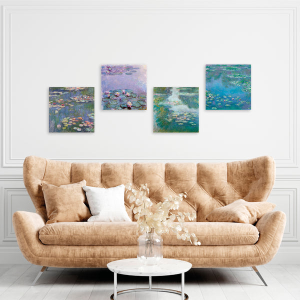 Quadri Stampa su Tela con Telaio in Legno 4 pezzi Claude Monet