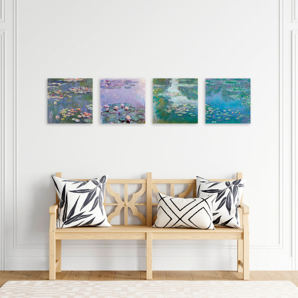Quadri Stampa su Tela con Telaio in Legno 4 pezzi Claude Monet