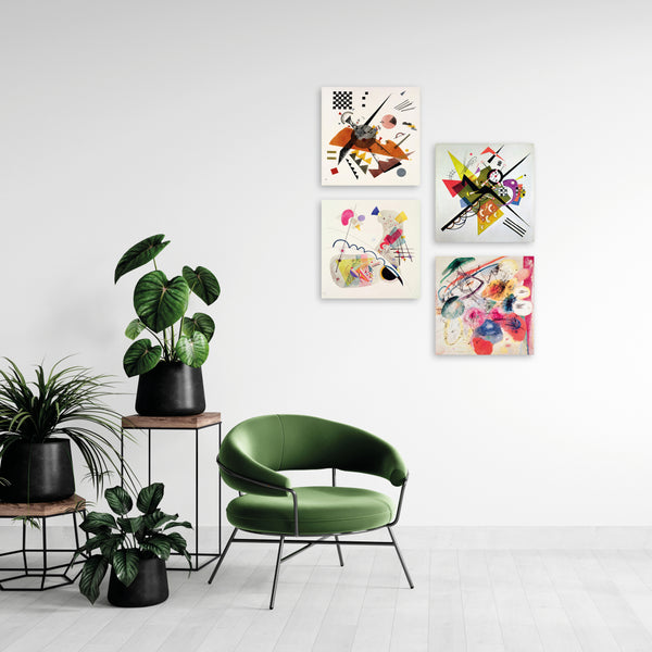 Quadri Stampa su Tela con Telaio in Legno 4 pezzi Wassily Kandinsky