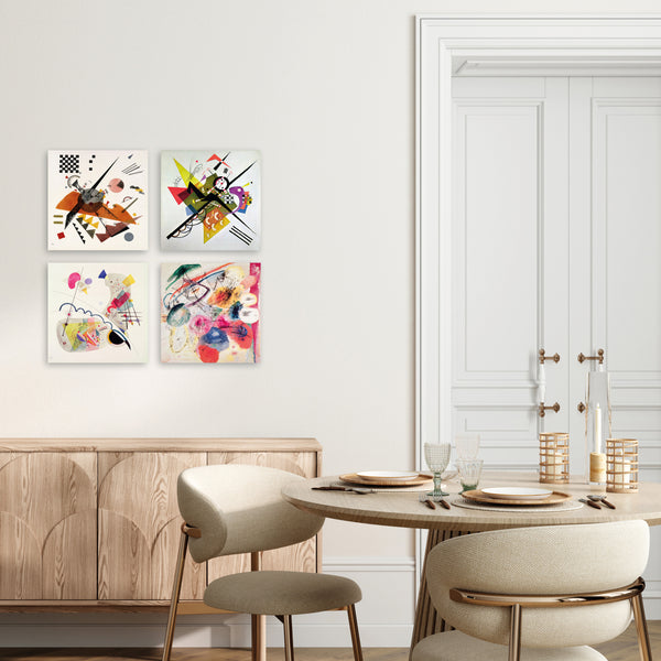 Quadri Stampa su Tela con Telaio in Legno 4 pezzi Wassily Kandinsky