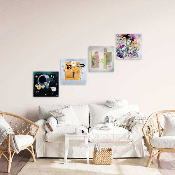Quadri Stampa su Tela con Telaio in Legno 4 pezzi Wassily Kandinsky