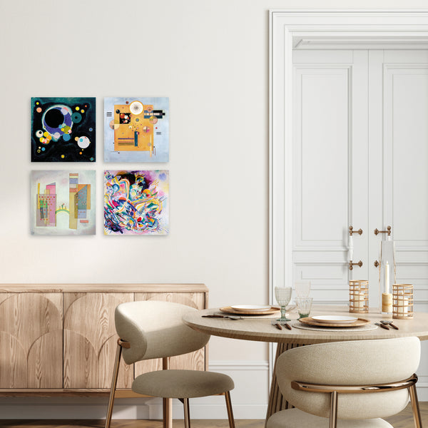 Quadri Stampa su Tela con Telaio in Legno 4 pezzi Wassily Kandinsky