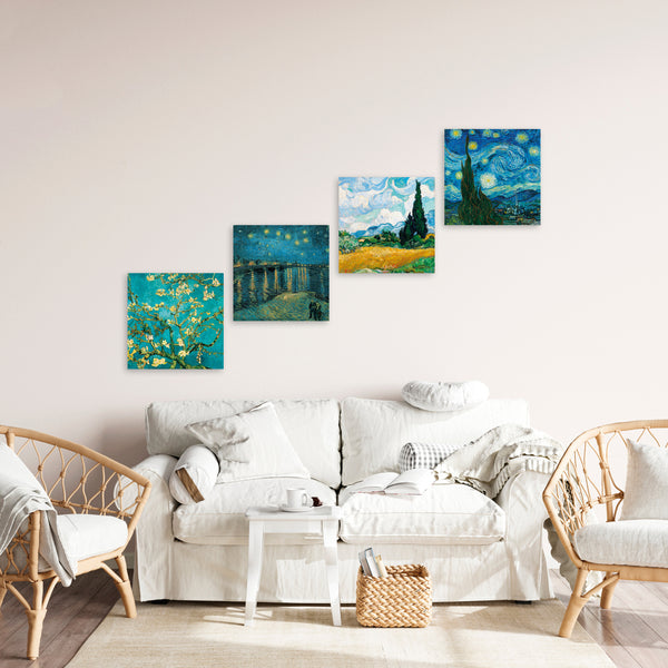 Quadri Stampa su Tela con Telaio in Legno 4 pezzi Vincent Van Gogh