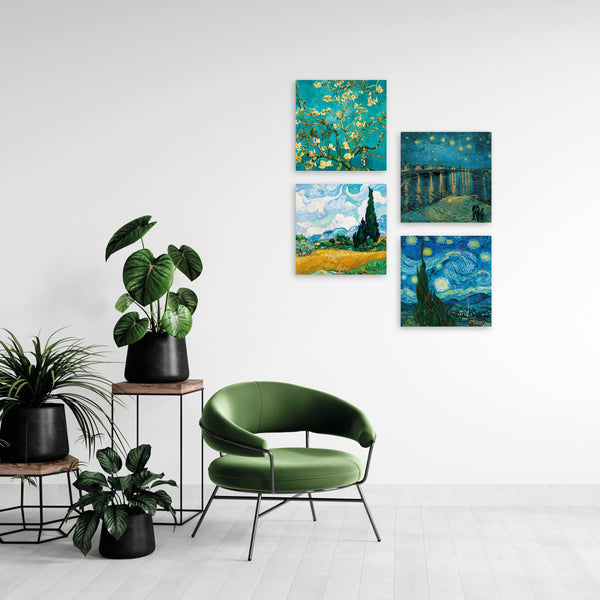 Quadri Stampa su Tela con Telaio in Legno 4 pezzi Vincent Van Gogh
