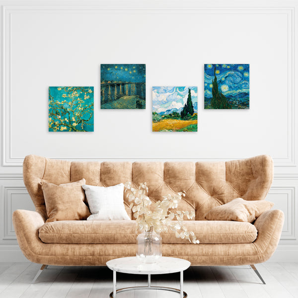 Quadri Stampa su Tela con Telaio in Legno 4 pezzi Vincent Van Gogh