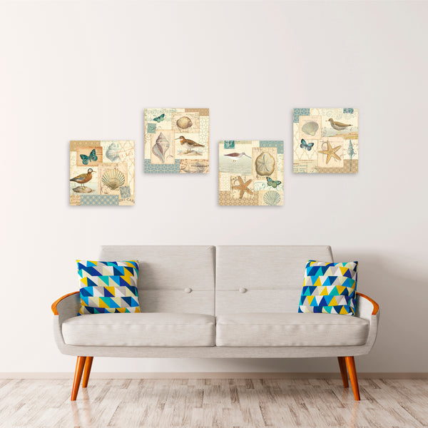 Quadri Stampa su Tela con Telaio in Legno 4 pezzi Stile vintage